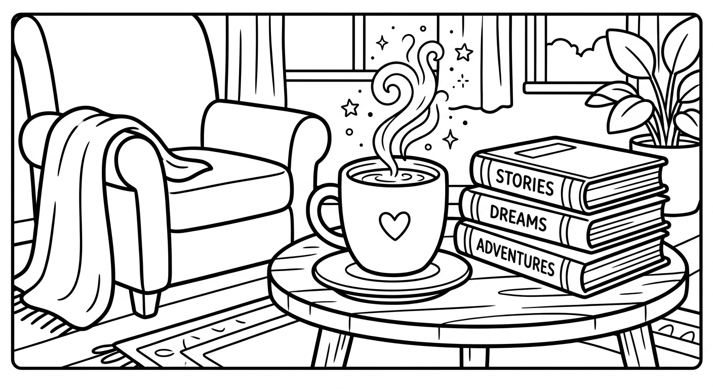 Cozy Rainy Day Adventures coloring page